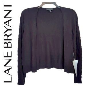 🌸 NEW LANE BRYANT CROP OH SO SOFT OPEN FRONT BLACK KNIT CARDIGAN